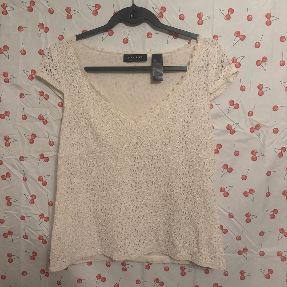 Axcess Cream Crochet Blouse